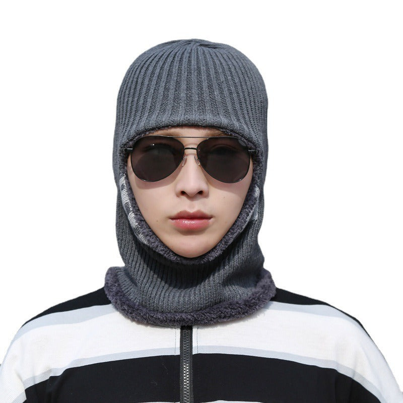 Men's Hat Winter Thickening Warm Woolen Cap Cycling Face Protection Against Cold Cotton Knitted Cap mask & bonnet