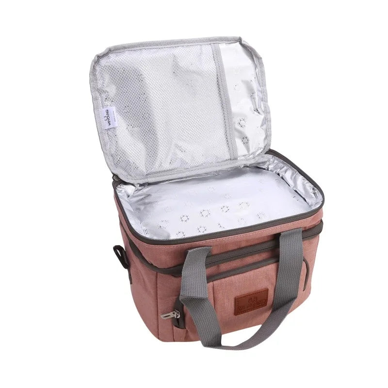 Large Capacity Double Layer Crosbody Lunch Bags Thermal Insulation Picnic Food Beverage Bag Outdoor Ice Bag Travel Storage Bags