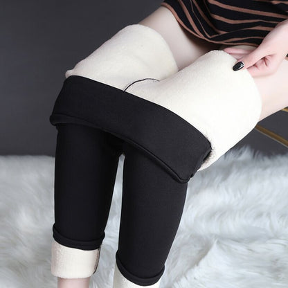 Large Size Plus Velvet Tight Thermal Pants Autumn And Winter Models Lambswool Thickened Elastic Female Bottoming Pants