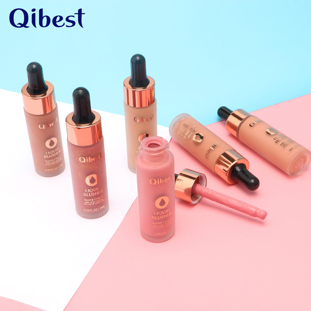 QIBEST Blush Cream Nude Makeup Moisturizing Brighten Skin Color Natural Contouring Blush Powder Rouge Liquid Blush