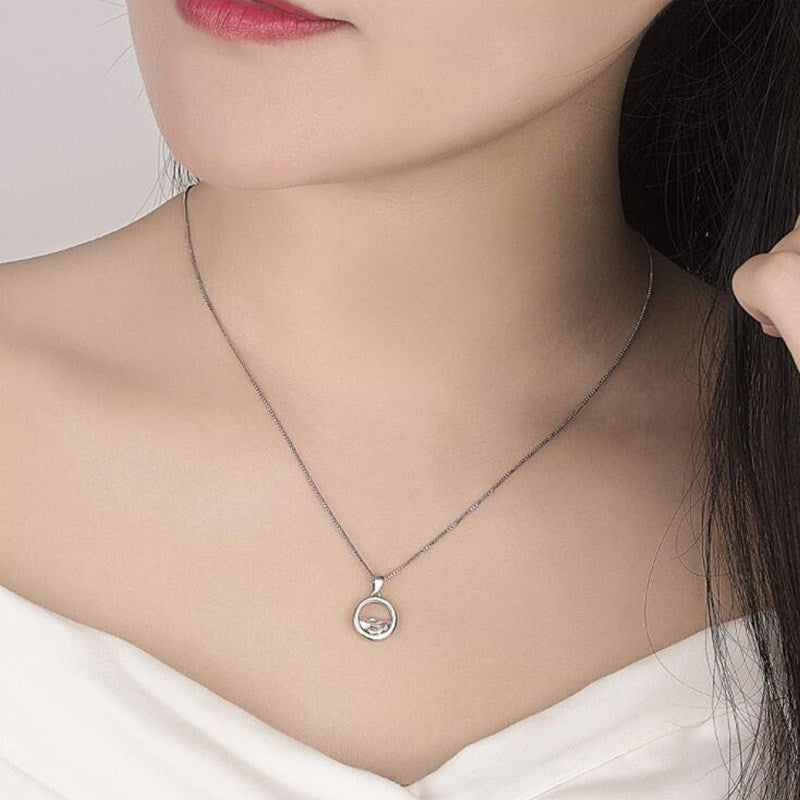 NEHZY 925 sterling silver women's fashion new jewelry high quality crystal zircon round retro simple pendant necklace long 45CM