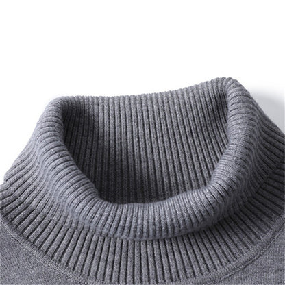 Autumn And Winter New Casual Men's Solid Pullover Sweater High Collar Casual Sweater