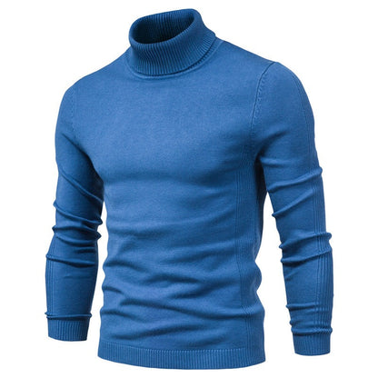 Autumn And Winter New Casual Men's Solid Pullover Sweater High Collar Casual Sweater