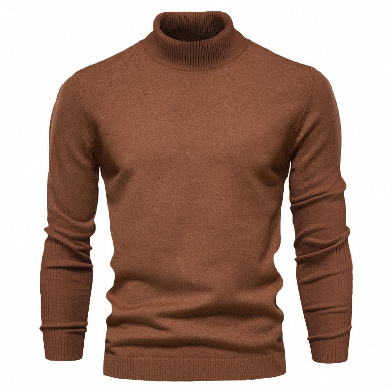 Autumn And Winter New Casual Men's Solid Pullover Sweater High Collar Casual Sweater