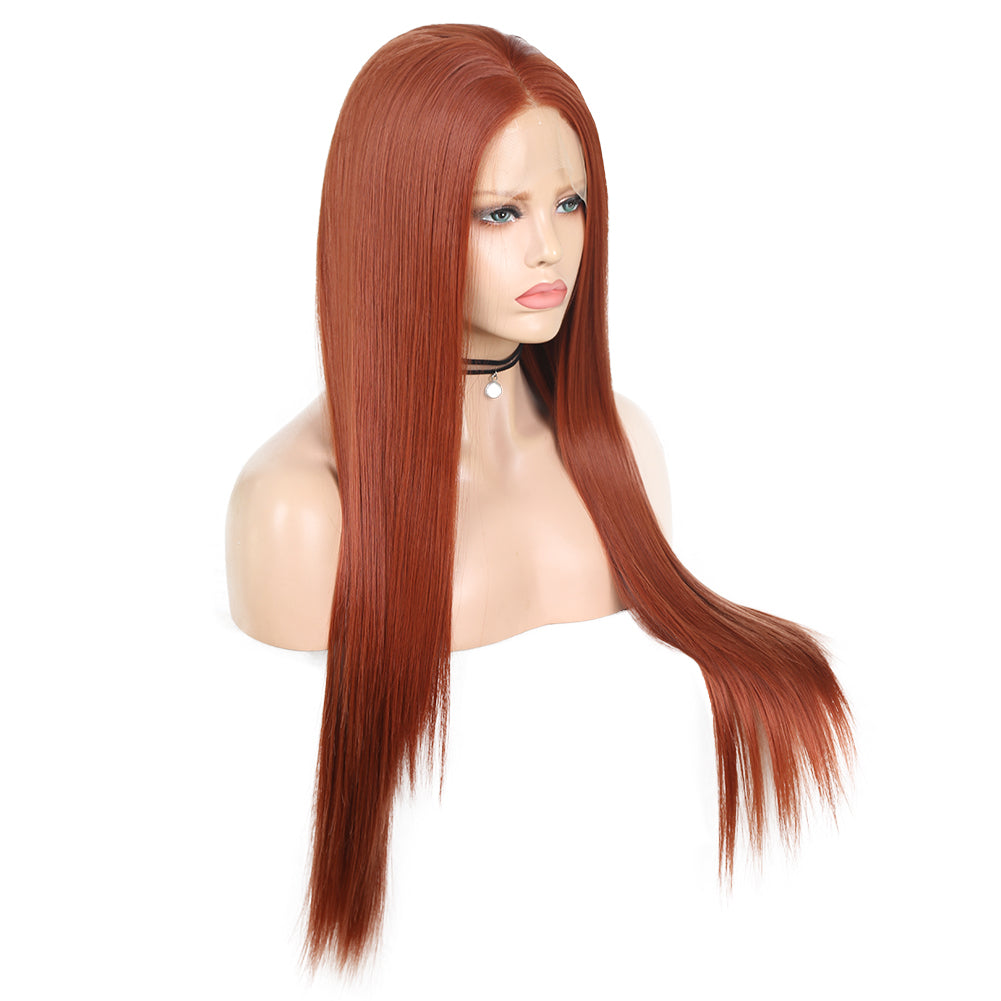 Chemical Fiber Front Lace Wig Headgear Long Straight Hair Natural Hairline Wig 2024