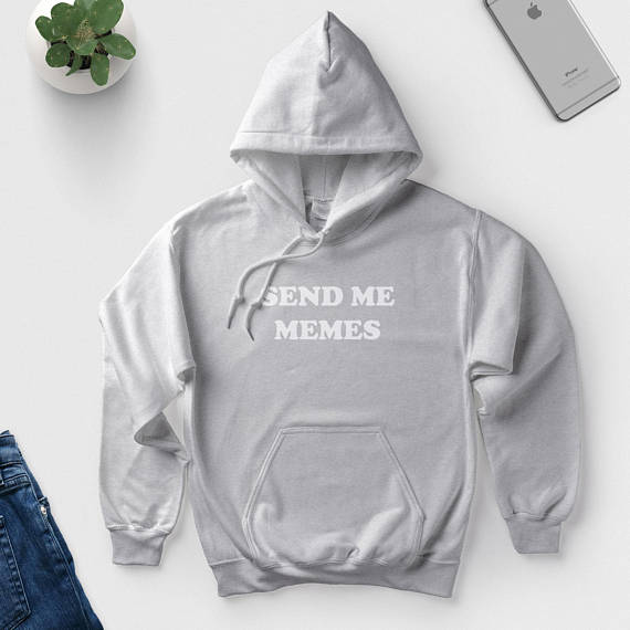 Send Me Memes Hoodie Women Funny Long Sleeve Loose Hoodies Fleece Casual Tops Black Grey Pullovers Fleece Sweatshirt