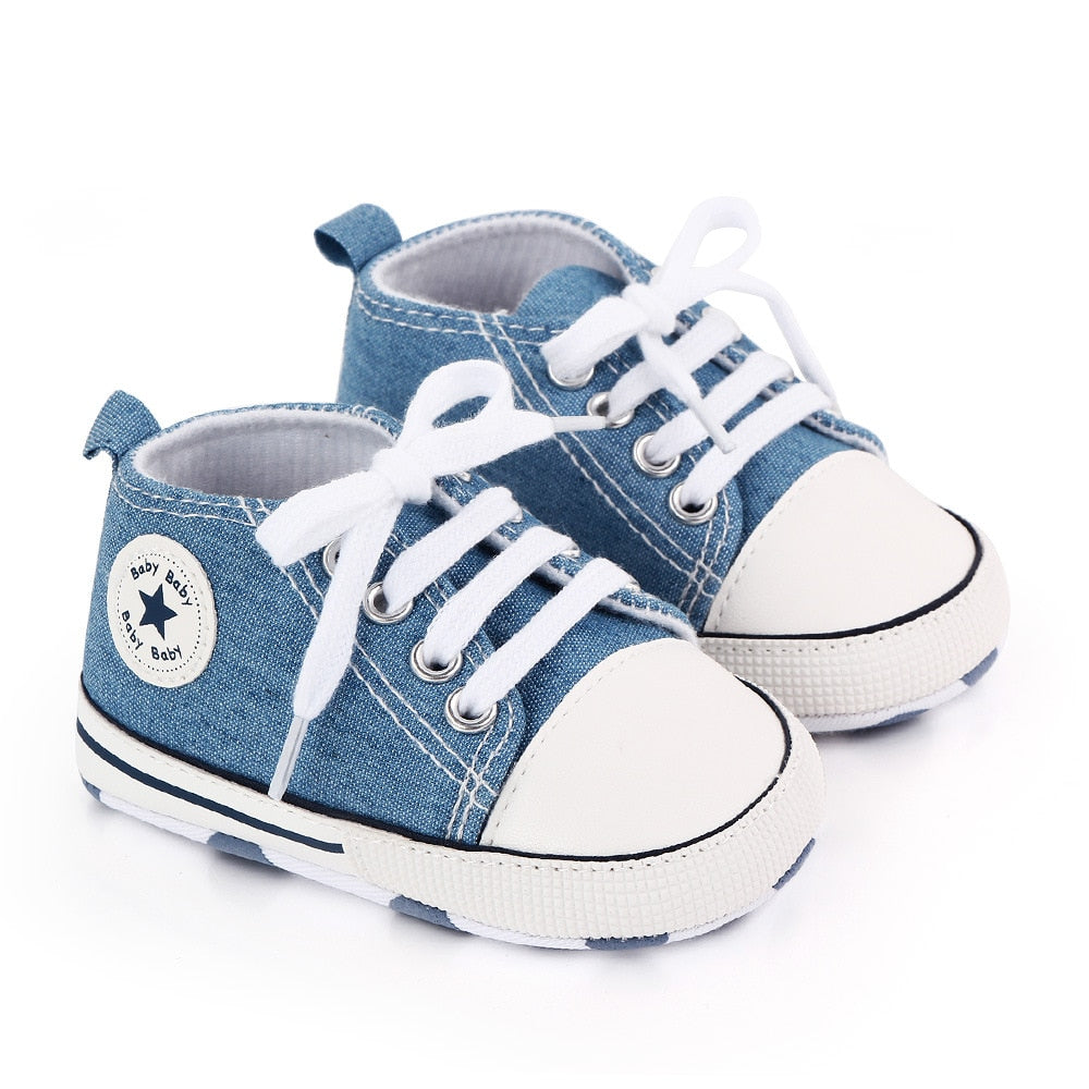 Baby Shoes Boy Girl Star Solid Sneaker Cotton Soft Anti-Slip Sole Newborn Infant First Walkers Toddler Casual Canvas Crib Shoes