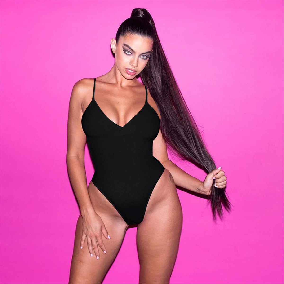 Vest Women's Sling Backless Tethered Large Size Sexy Solid Color Triangle One-Piece Swimsuit Bikini