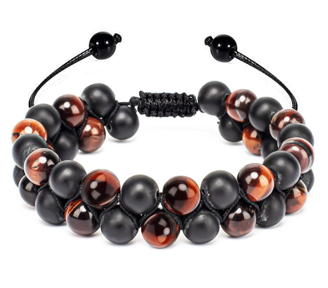 Double row natural stone tiger eye bracelet bracelet