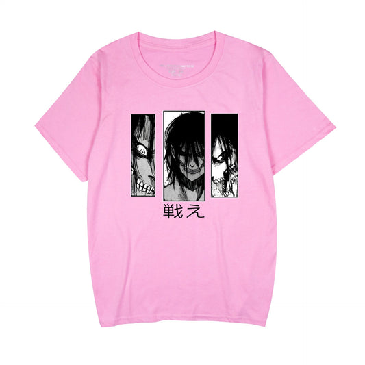 Japanese anime Attack on Titan graphic printed T-shirt pure cotton street Harajuku summer fashion men's and women's tops