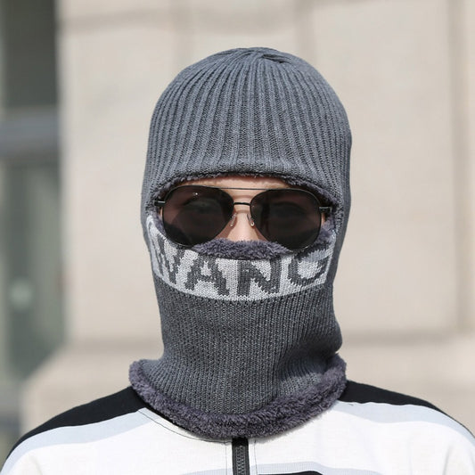 Men's Hat Winter Thickening Warm Woolen Cap Cycling Face Protection Against Cold Cotton Knitted Cap mask & bonnet