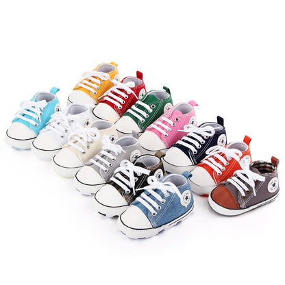 Baby Shoes Boy Girl Star Solid Sneaker Cotton Soft Anti-Slip Sole Newborn Infant First Walkers Toddler Casual Canvas Crib Shoes