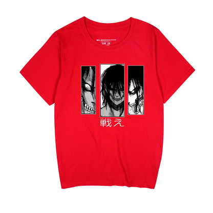 Japanese anime Attack on Titan graphic printed T-shirt pure cotton street Harajuku summer fashion men's and women's tops