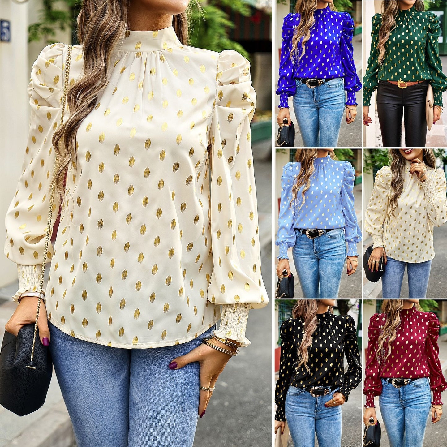 Women's autumn and winter style commuting round neck long sleeved shirt kpa