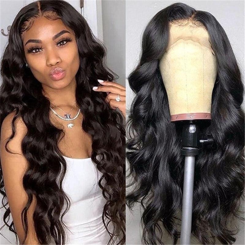 Wig for women European and American medium-parted long curly hair African black large wave chemical fiber full headgear wig