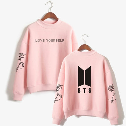 BTS Love Yourself Kpop Women Turtleneck Hoodies Sweatshirts Hoodies Streetwear Hip-Hop Bangtan Boys Jimin Clothes