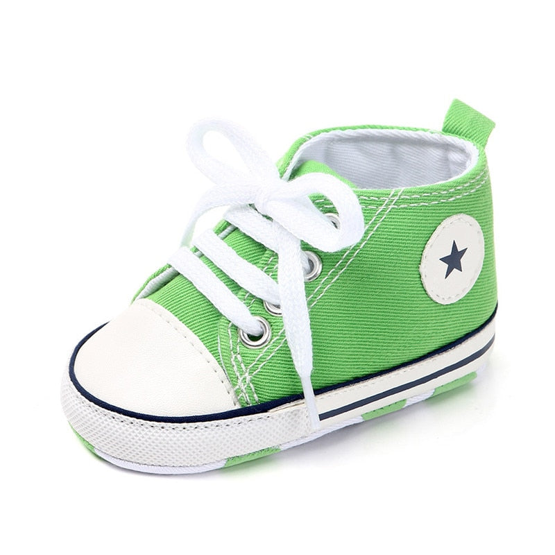 Baby Shoes Boy Girl Star Solid Sneaker Cotton Soft Anti-Slip Sole Newborn Infant First Walkers Toddler Casual Canvas Crib Shoes