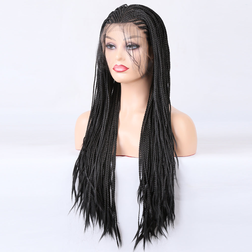 Long Synthetic Wig with Braided Box Braids Wigs For Black Women Daily Wear White Hat Wig Adjustable For Girls