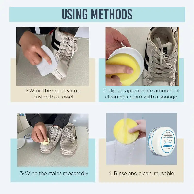 260g White Shoes Cleaning Cream Stains Remover Shoes Whitening All-Purpose Cleansing Cream With Wipe Sponge For Shoes Sneakers