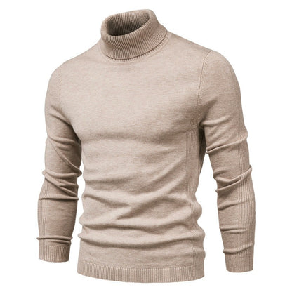 Autumn And Winter New Casual Men's Solid Pullover Sweater High Collar Casual Sweater