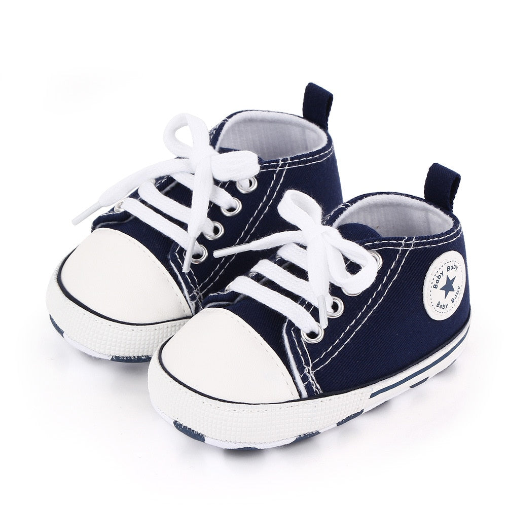 Baby Shoes Boy Girl Star Solid Sneaker Cotton Soft Anti-Slip Sole Newborn Infant First Walkers Toddler Casual Canvas Crib Shoes