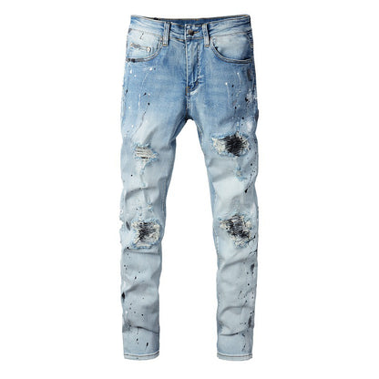 Men's Fashion Holes Patch Jeans kpk