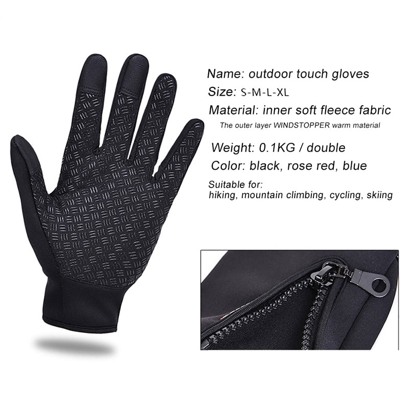 Winter onductive Gloves Screen Windproof Waterproof Thermal Outdoor Ski Leisure Camping Thermal Bike Gloves