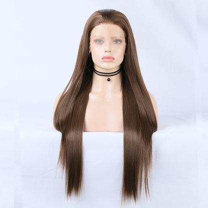 Wig Ladies Wig Front Lace Large Lace Ladies Chemical Fiber Wig Headgear Lace wigs Long Straight Hair