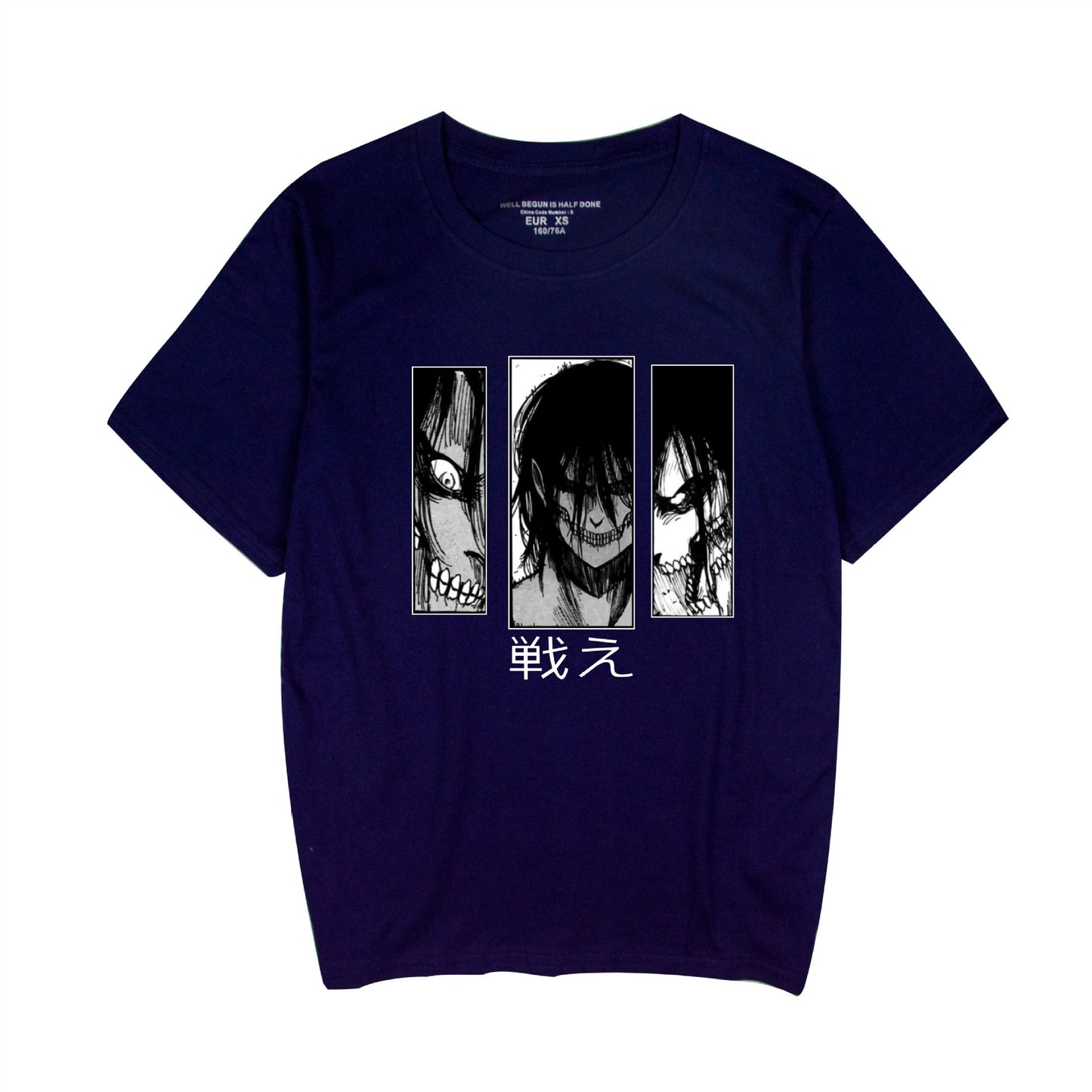 Japanese anime Attack on Titan graphic printed T-shirt pure cotton street Harajuku summer fashion men's and women's tops