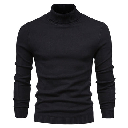 Autumn And Winter New Casual Men's Solid Pullover Sweater High Collar Casual Sweater