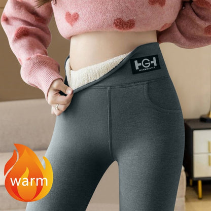 500G Extra Thick HG Standard Pocket Cashmere Leggings For Women In Winter