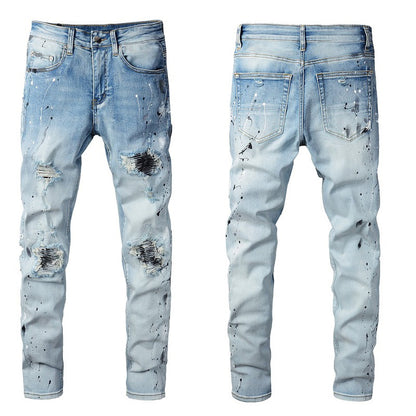 Men's Fashion Holes Patch Jeans kpk