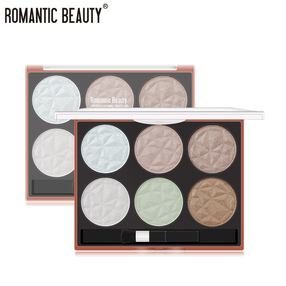 Romantic Beauty 6-Color Highlighter Repair Pearl Not Easy To Take Off Makeup Makeup Finishing Highlighter