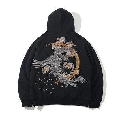 Heavy industry embroidered dragon pattern phoenix national trend pure cotton coat autumn and winter plus velvet thick style