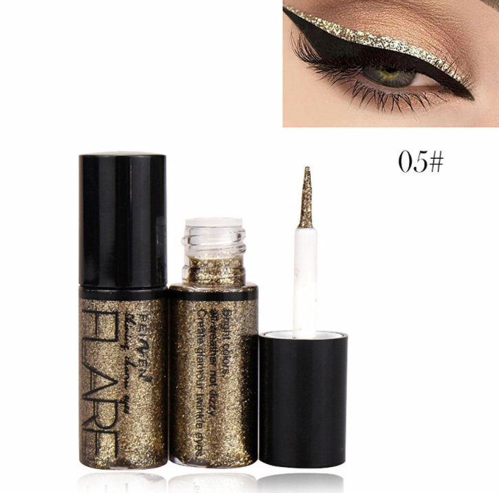 Dazzling Silver Rose Gold Color Glitter Diamond Eye Liner Liquid Discoloration Monochrome Shine With Sequins Brightening TSLM1