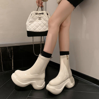 sock boots stretch wedge high heels boots woman thick platform ankle warm boots shoes autumn winter female booties mujer