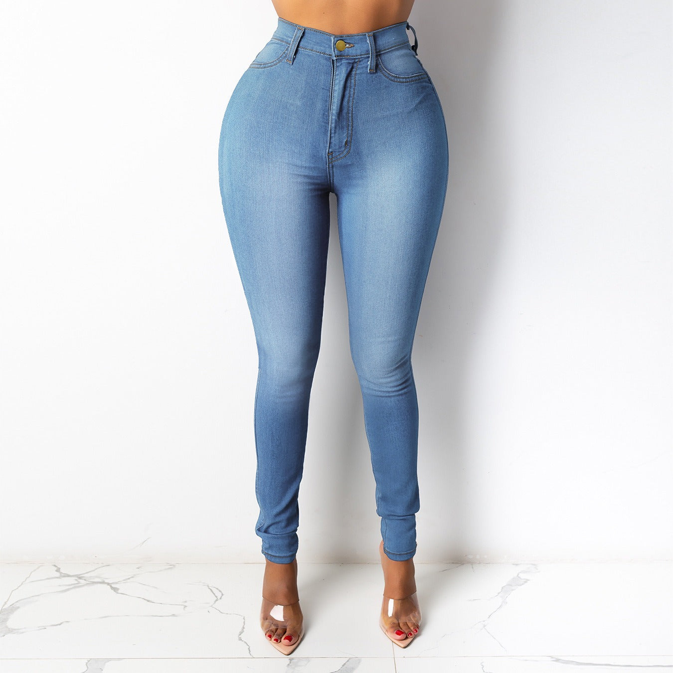 New 5 Colors High Waist Thin Jeans For Women Fashion Casual Slim Elastic Denim Pencil Pants