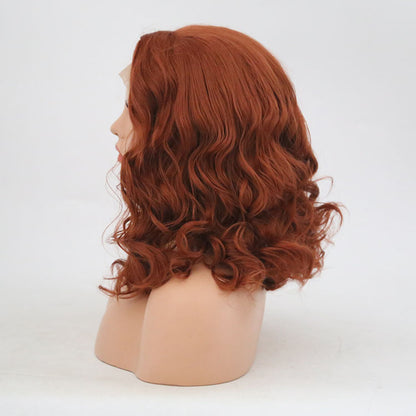 Front Lace Bobo Short Curly Lanting Wig Headgear wig 2024