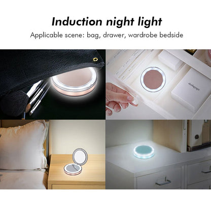 LED Lighted Vanity Travel Makeup Mirror Foldable Compact USB Charging Cosmetic Makeup Mirror Light Beauty Tools