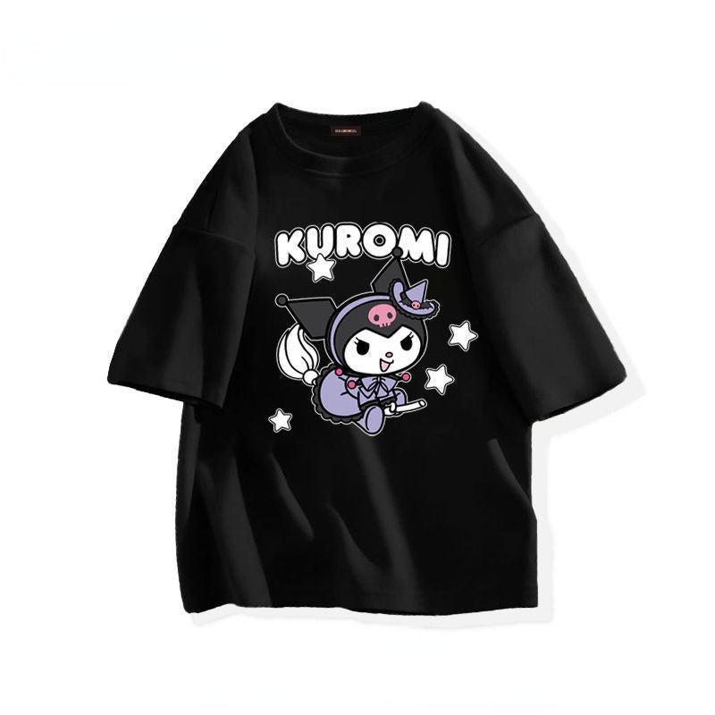 Kawaii Sanrio Kuromi T-shirt Cute Anime Cartoon Lovers' Pure