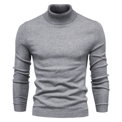 Autumn And Winter New Casual Men's Solid Pullover Sweater High Collar Casual Sweater