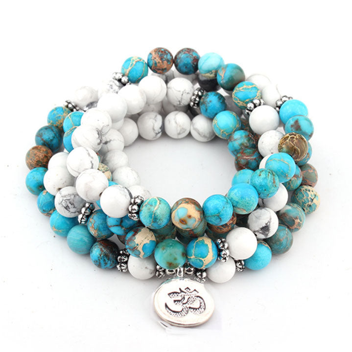 Design Howlite Natural Stone Mala Bracelet 108 Beads Mala Wrap Bracelet or High Quality Lotus Bracelet