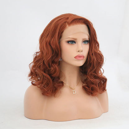 Front Lace Bobo Short Curly Lanting Wig Headgear wig 2024