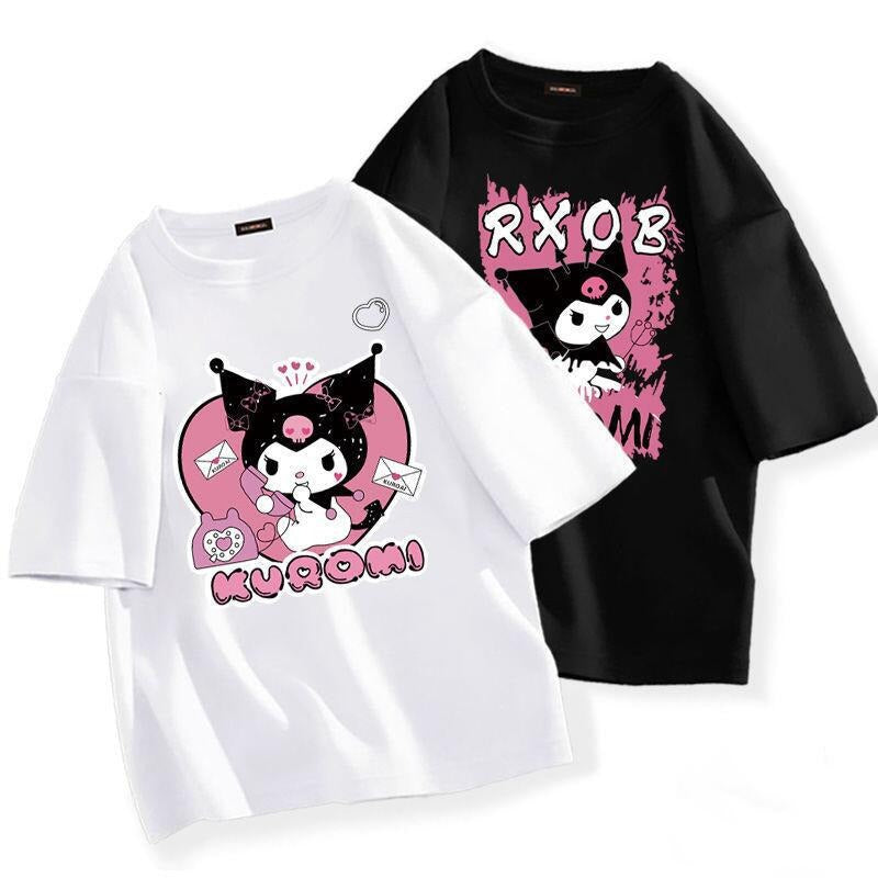 Kawaii Sanrio Kuromi T-shirt Cute Anime Cartoon Lovers' Pure