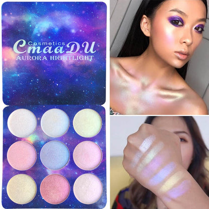 CmaaDu Highlighter Illuminator Makeup Face Brighten Contouring Highlighter Powder Palette Bronzer Face Glow Kit Cosmetics