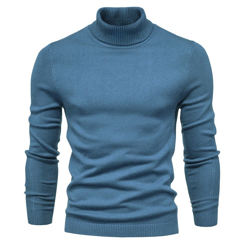 Autumn And Winter New Casual Men's Solid Pullover Sweater High Collar Casual Sweater