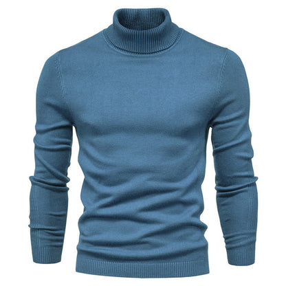 Autumn And Winter New Casual Men's Solid Pullover Sweater High Collar Casual Sweater