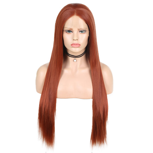 Chemical Fiber Front Lace Wig Headgear Long Straight Hair Natural Hairline Wig 2024