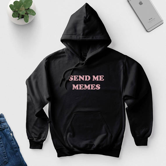 Send Me Memes Hoodie Women Funny Long Sleeve Loose Hoodies Fleece Casual Tops Black Grey Pullovers Fleece Sweatshirt