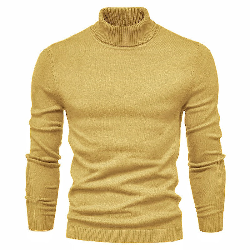 Autumn And Winter New Casual Men's Solid Pullover Sweater High Collar Casual Sweater